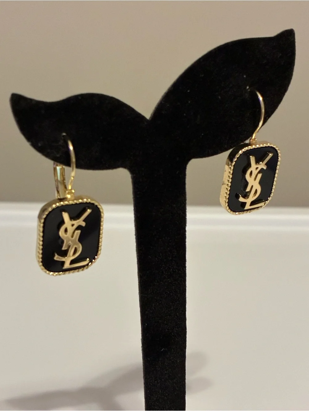 Vintage Black and Gold Drop Earrings